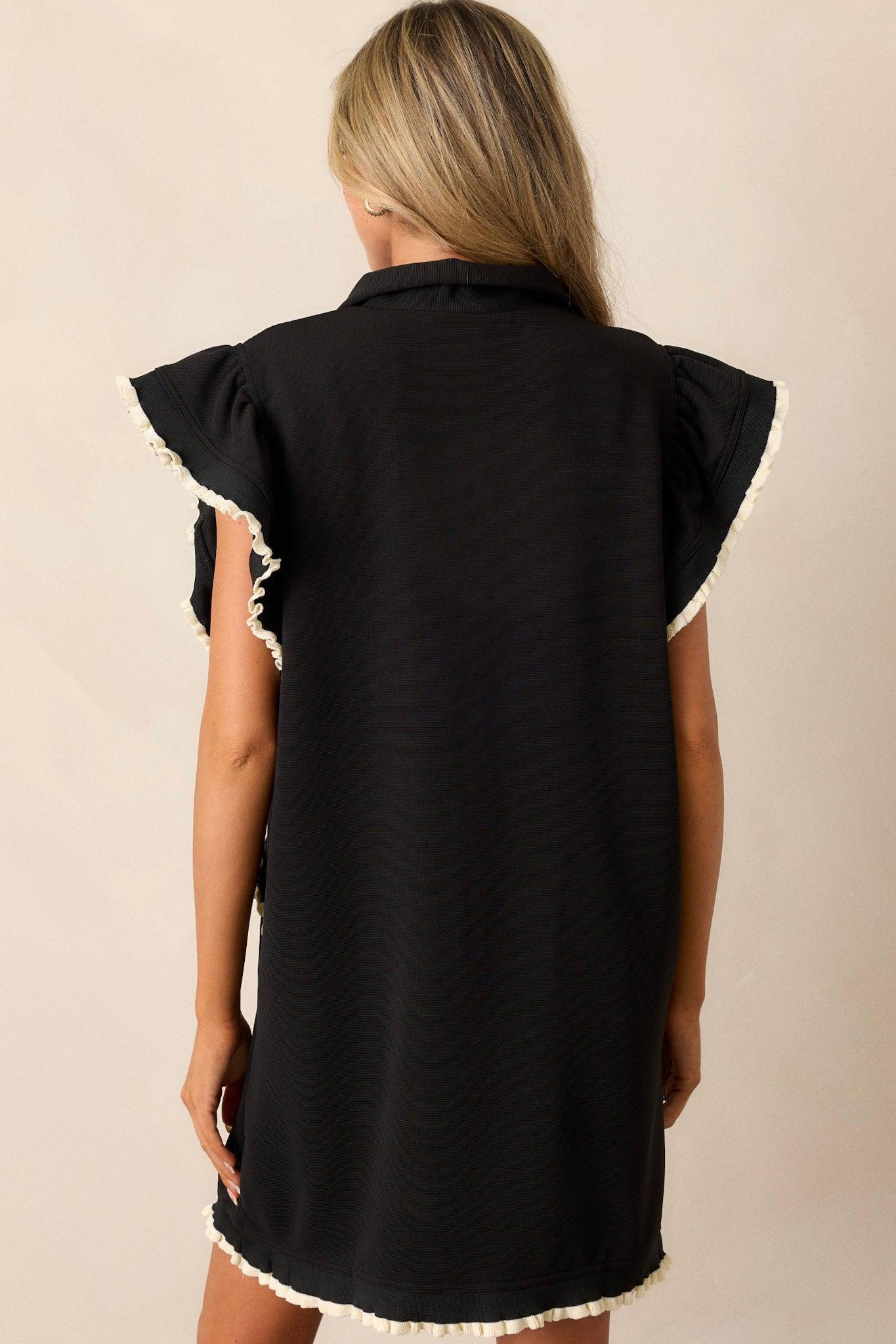 Everywhere & Back Black Flutter Sleeve Mini Dress Product Image