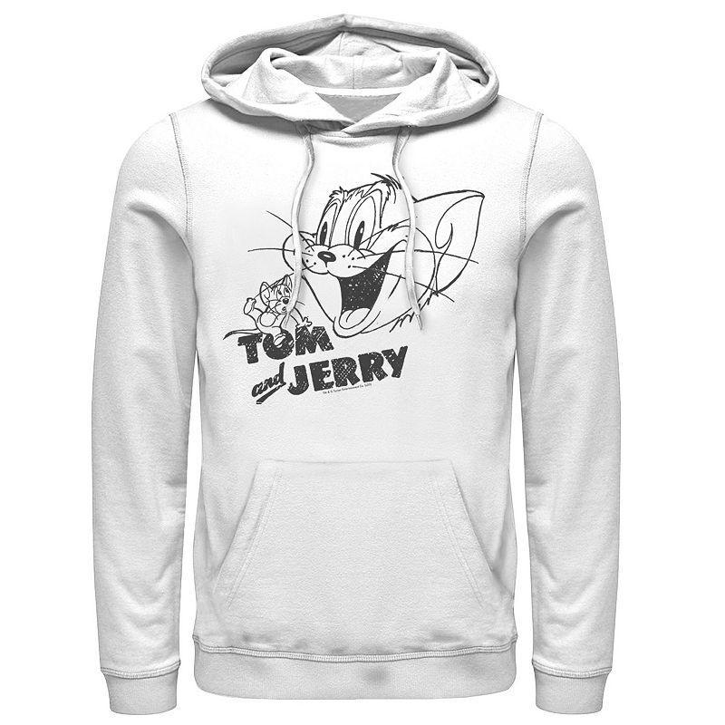 Mens Tom And Jerry Line Art Portrait Logo Hoodie Product Image