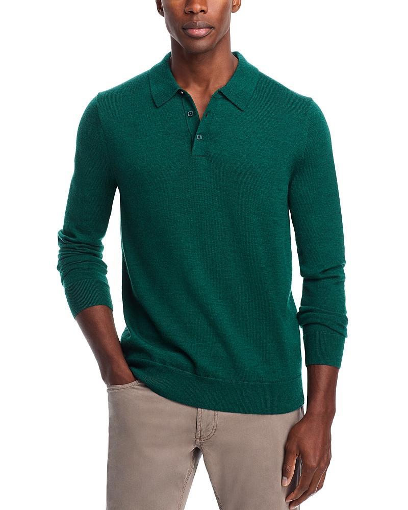 Michael Kors Merino Wool Regular Fit Long Sleeve Polo Shirt Product Image