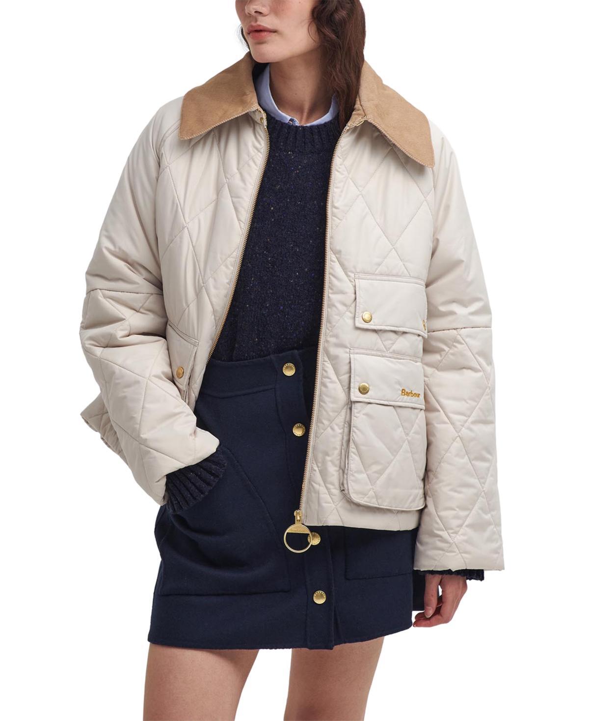 Barbour Womens Milby Quilted Corduroy-Collar Jacket - Oatmeal product image