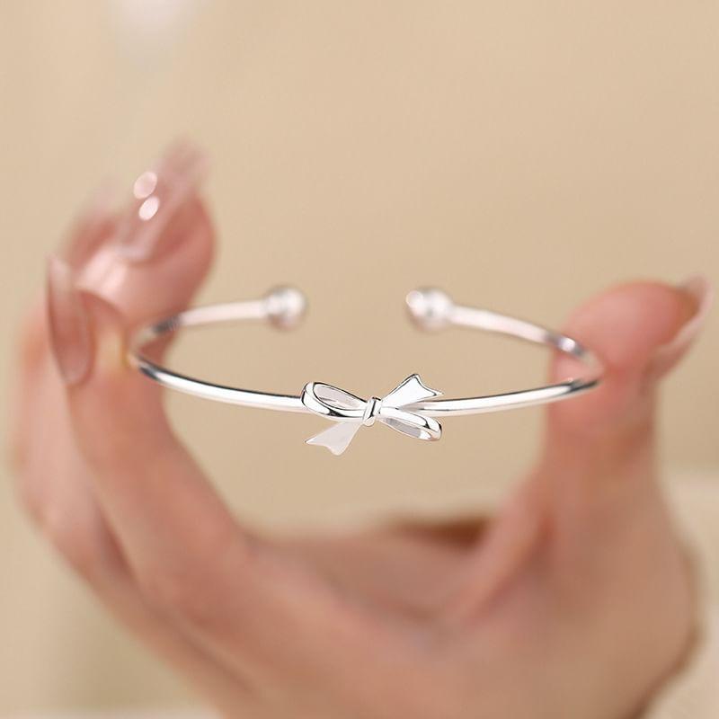 999 Sterling Silver Bow Open Bangle Product Image