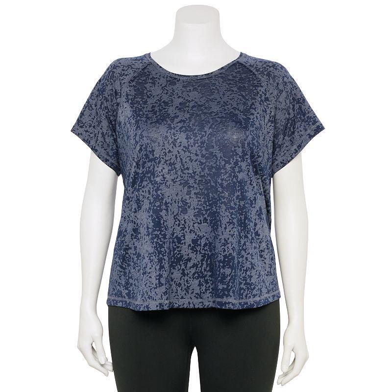 Plus Size Tek Gear Core Raglan Tee, Womens Blue Burnout Product Image