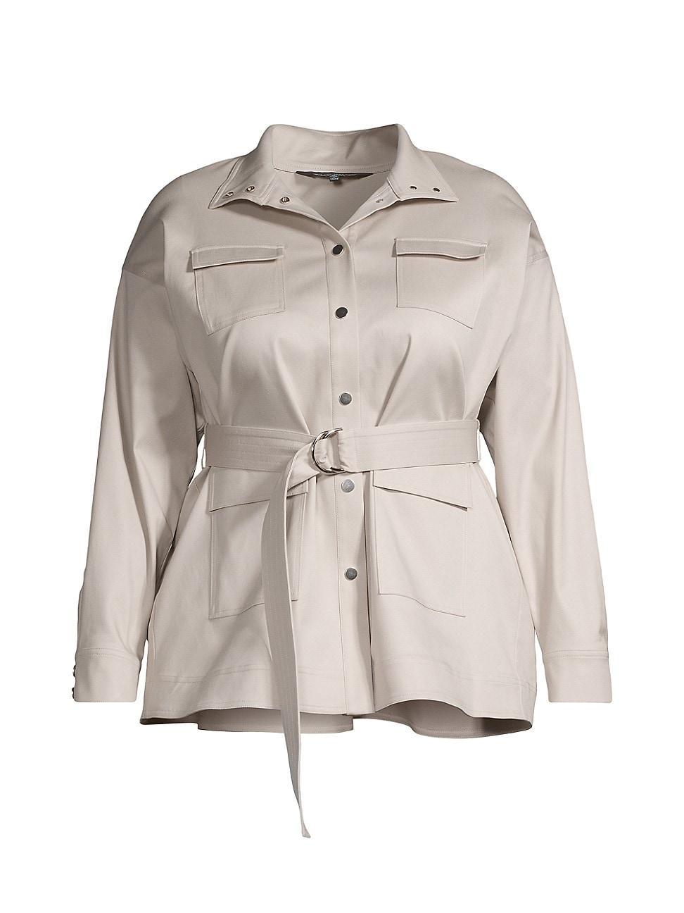 Womens Plus Belted Safari Jacket Product Image