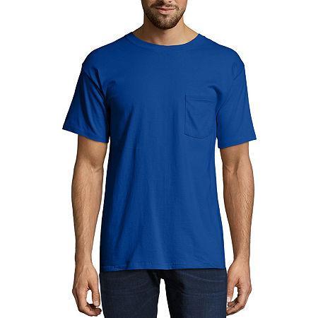 Hanes Mens Beefy-T Short Sleeve Pocket Tee, X-large , Blue Product Image