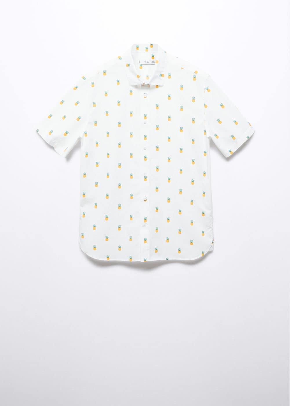 MANGO MAN - 100% cotton shirt with pineapple print whiteMen Product Image