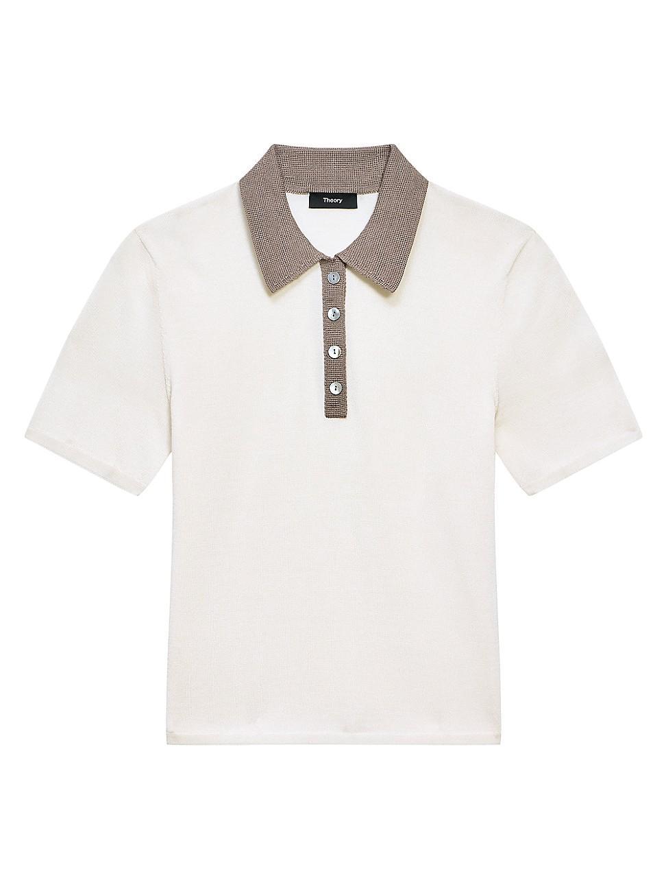 Womens Woven Placket Polo Shirt Product Image