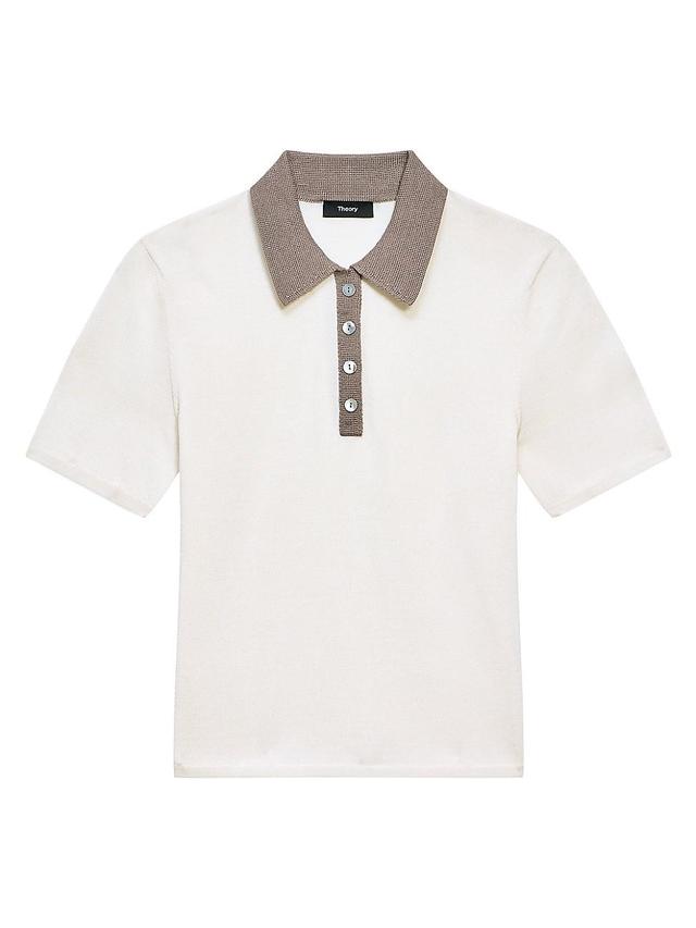 Womens Woven Placket Polo Shirt Product Image