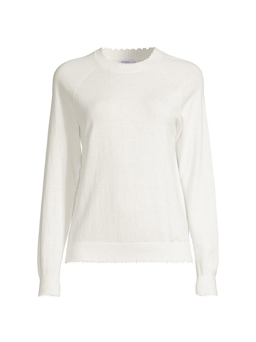 Womens Distressed Cotton & Cashmere Knit Pullover Sweatshirt Product Image