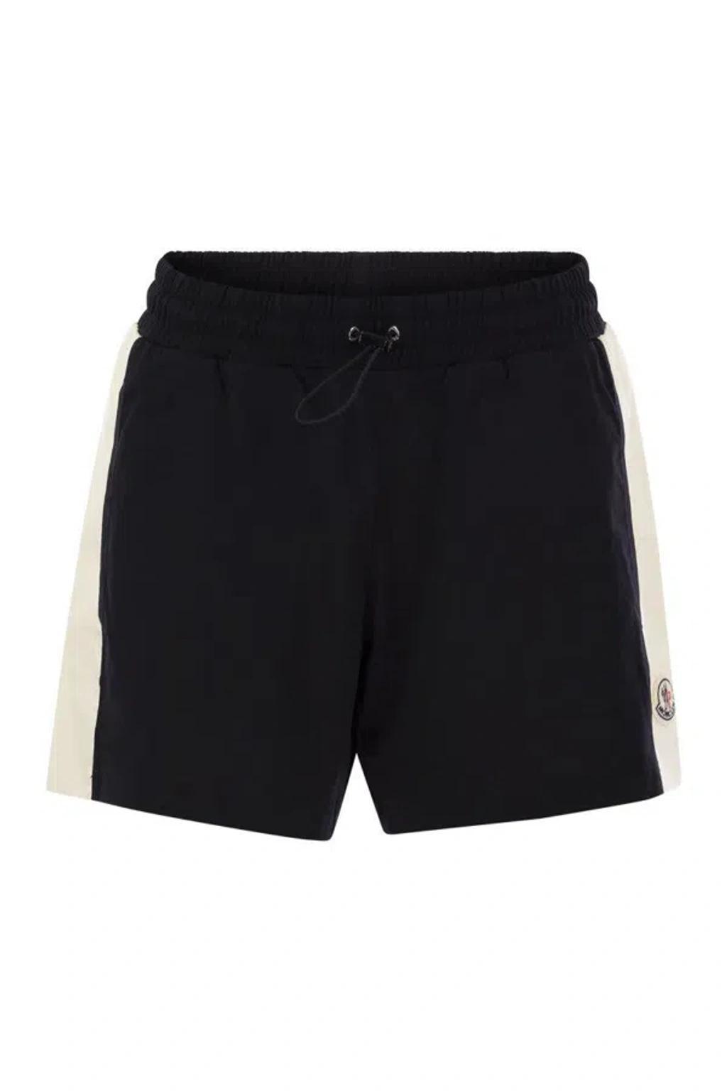 MONCLER Drawstring Jersey Shorts In Blue Product Image