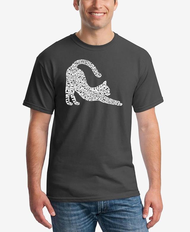 La Pop Art Mens Stretching Cat Word Art T-Shirt Product Image