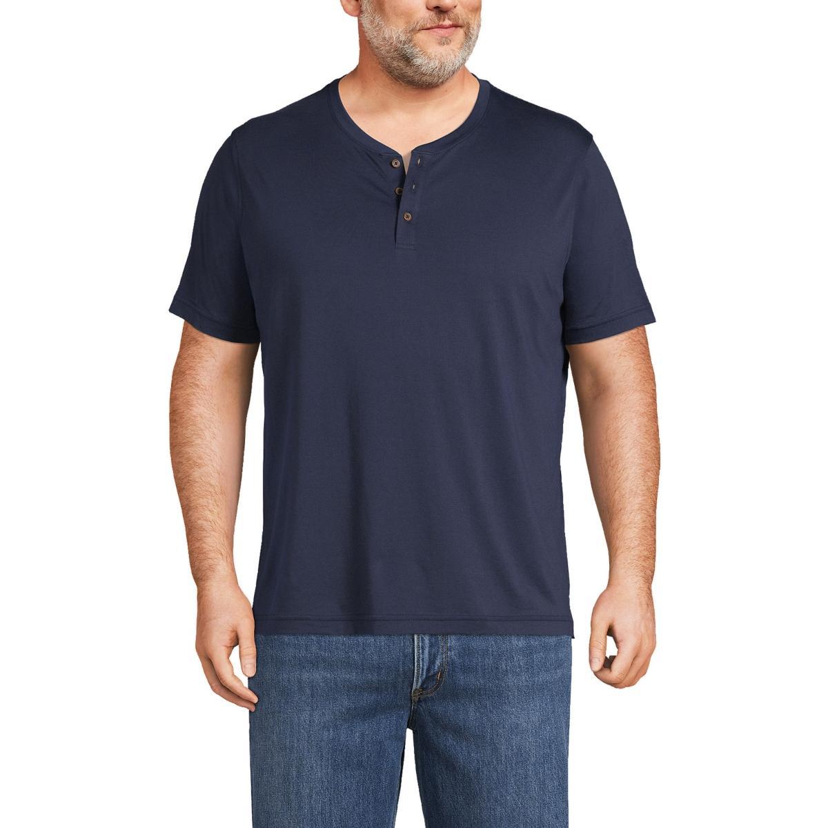 Lands End Mens Short Sleeve Supima Jersey Henley T-Shirt Product Image