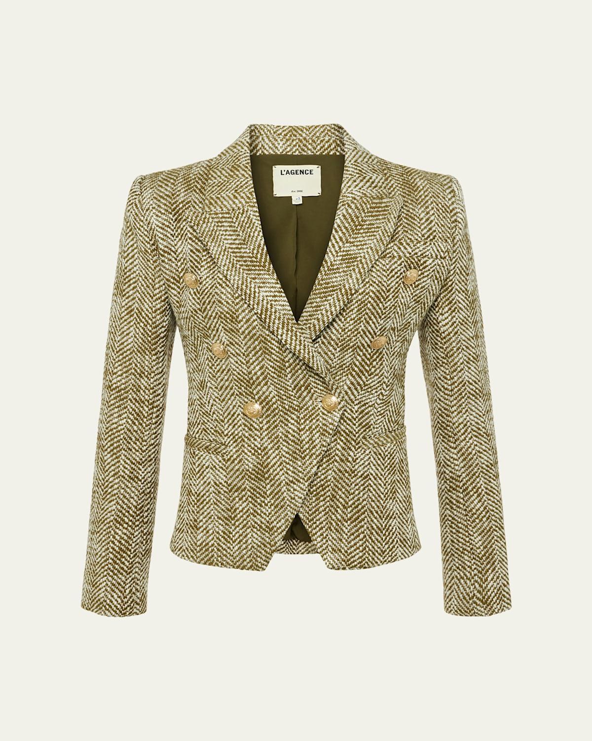 Womens Marie Herringbone Cotton-Blend Fitted Blazer Product Image