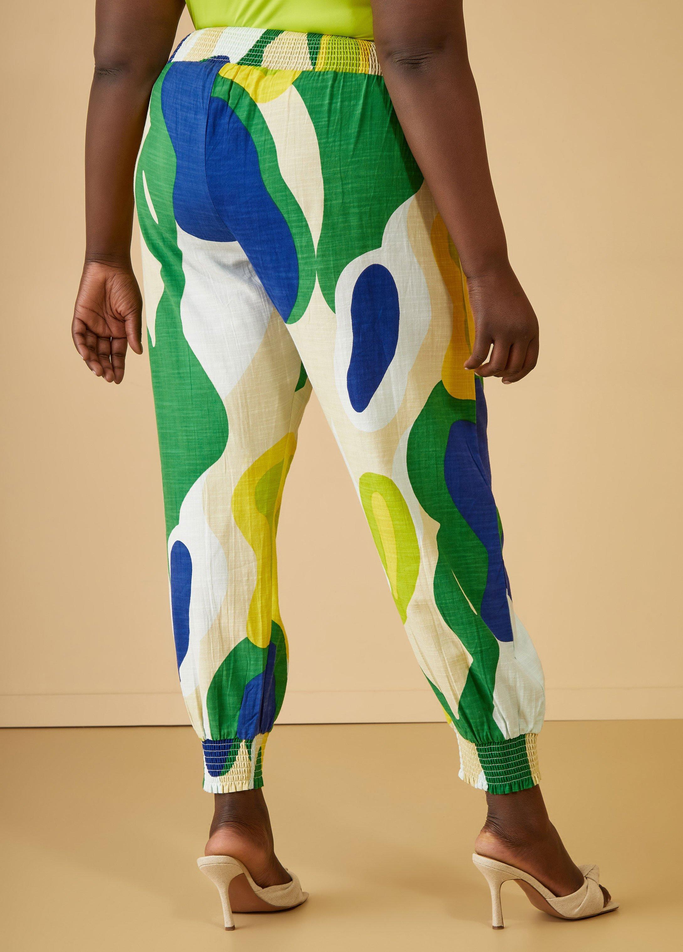 Plus Size Printed Woven Joggers, - Ashley Stewart Product Image