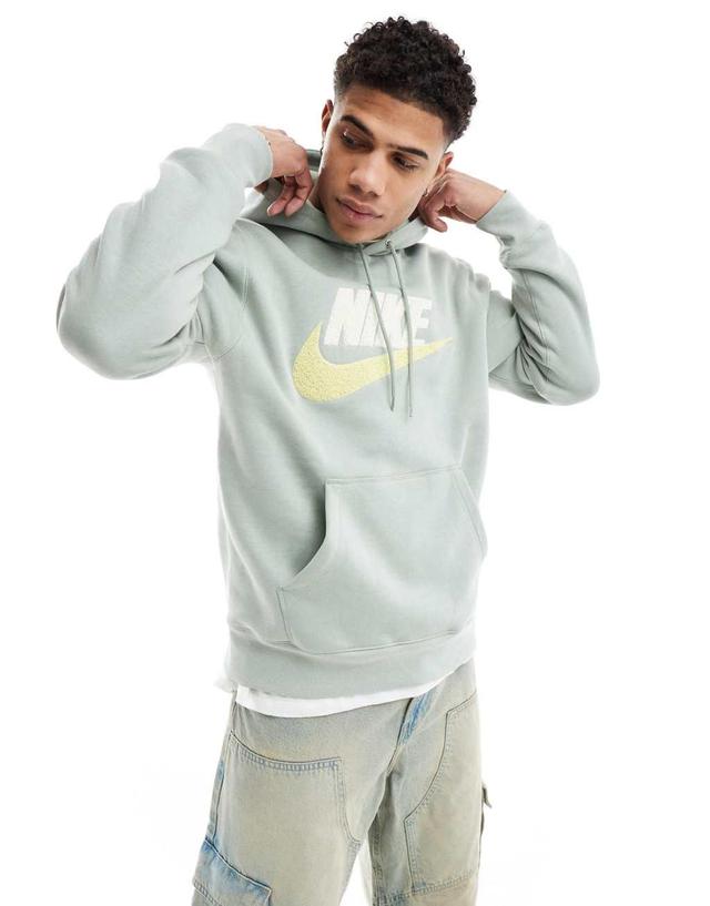 Nike Club Chenile Futura logo hoodie in light green Product Image