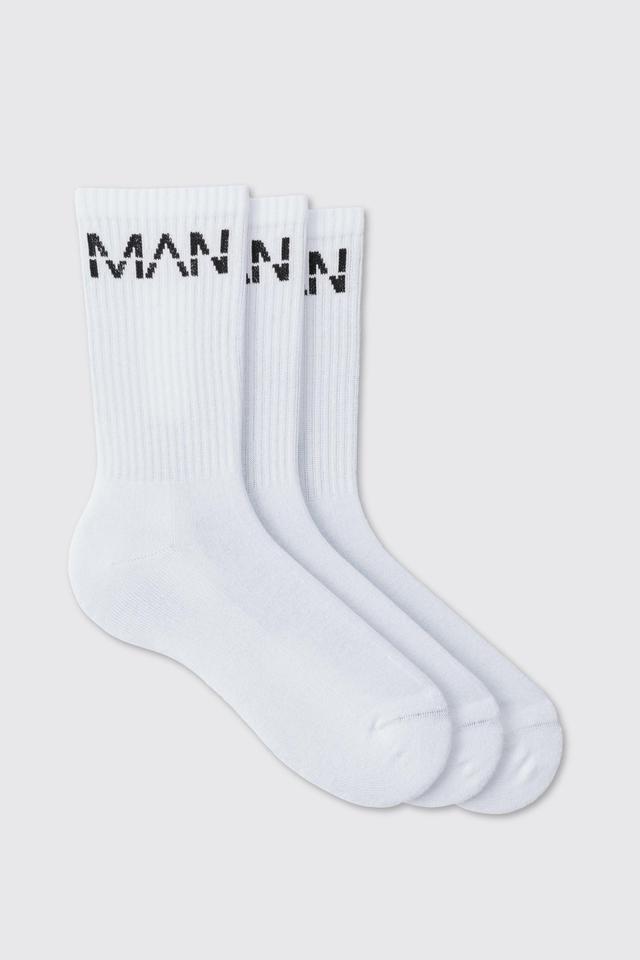 Mens White 3 Pack Man Sport Socks, White Product Image