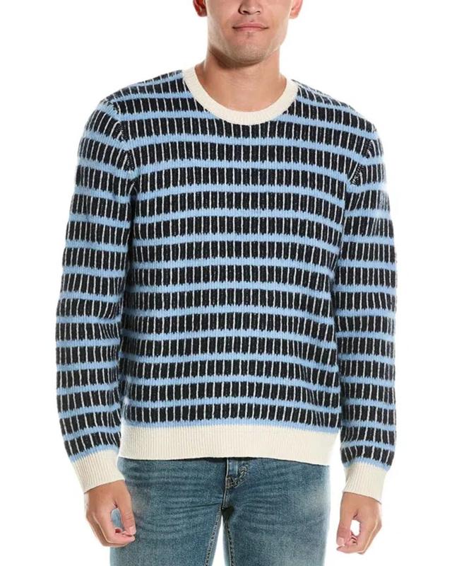 Textured Stripe Wool-blend Sweater In Navy Product Image