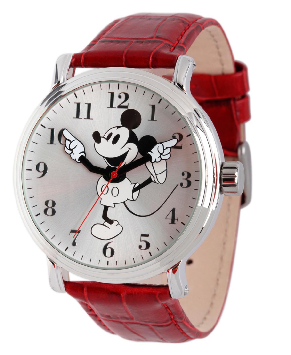 Disneys Mickey Mouse Mens Leather Watch, Black Product Image