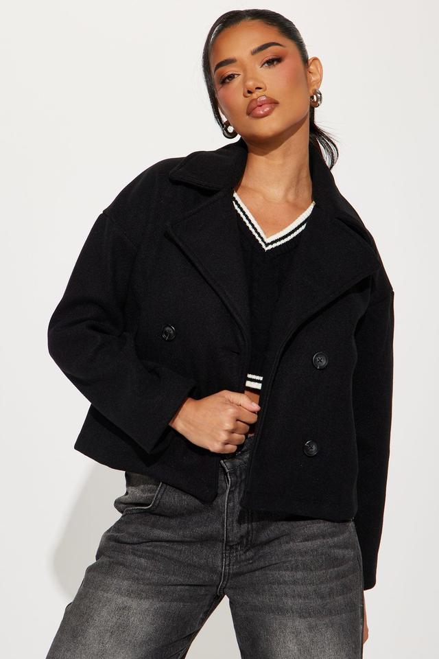 Miranda Faux Wool Coat - Black Product Image