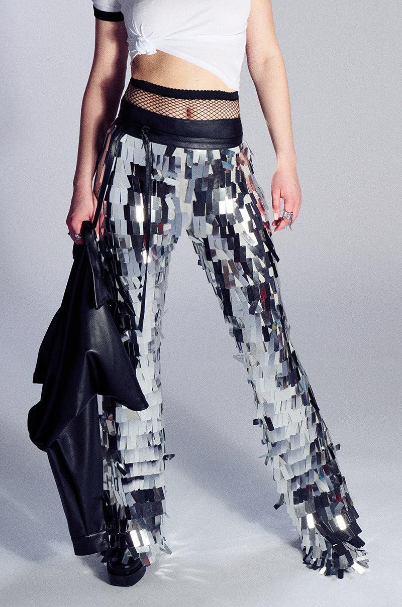 VAL STRETCH SEQUIN PANT IN SILVER Product Image