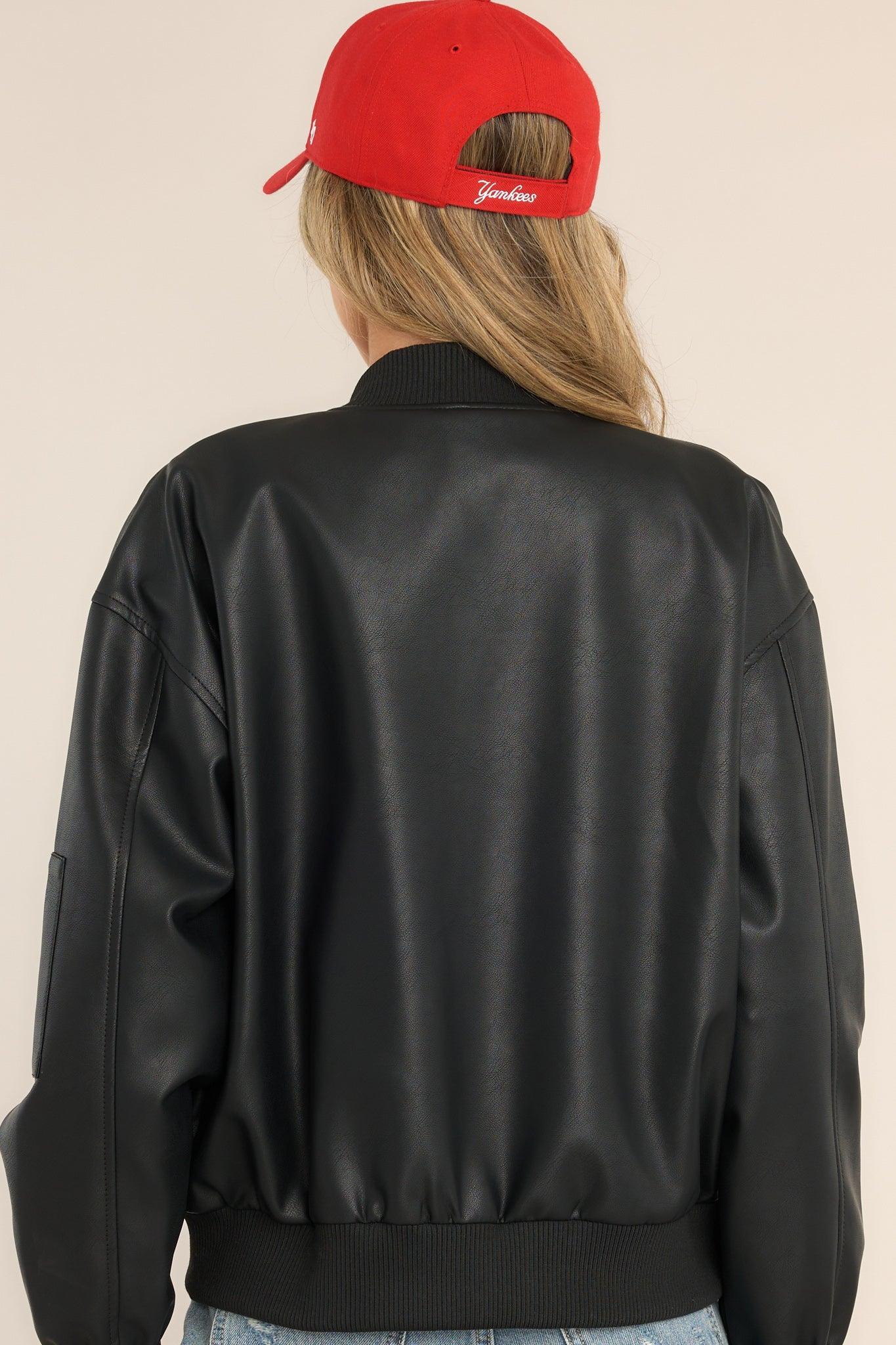 My Legacy Black Faux Leather Bomber Jacket Product Image