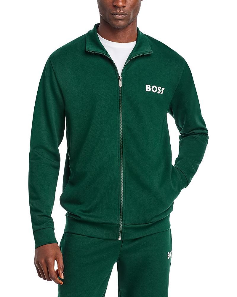 Boss Ease Cotton Logo Print Full Zip Jacket Regular Fit Product Image