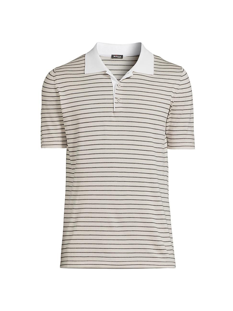 Mens Striped Cotton Polo Shirt Product Image