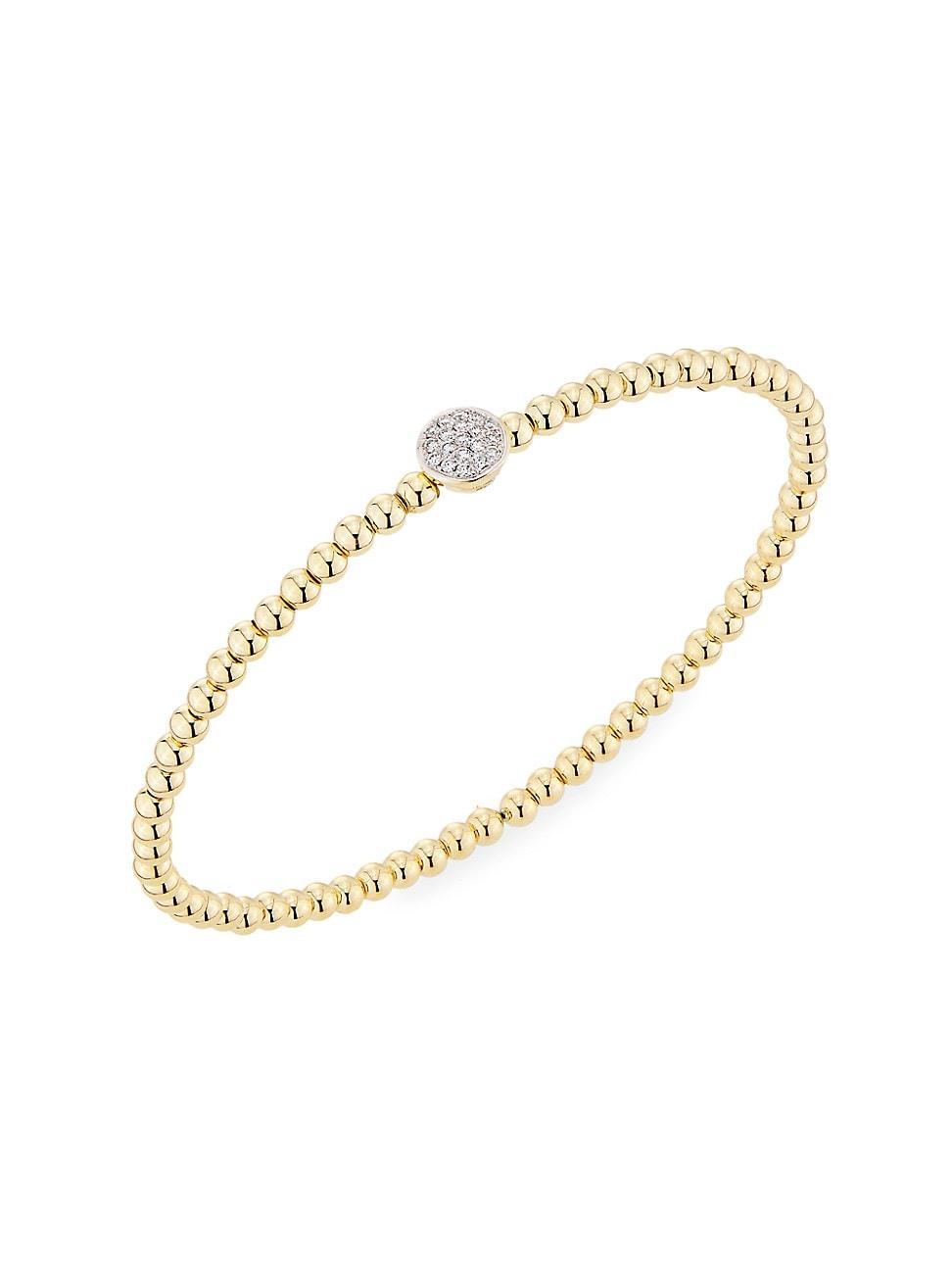 Womens 14K Yellow Gold & 0.1 TCW Diamond Beaded Bangle Product Image