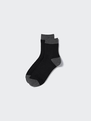 Mens Ribbed Lined Half Socks with Deodorizing Black US8-US11 UNIQLO US Product Image