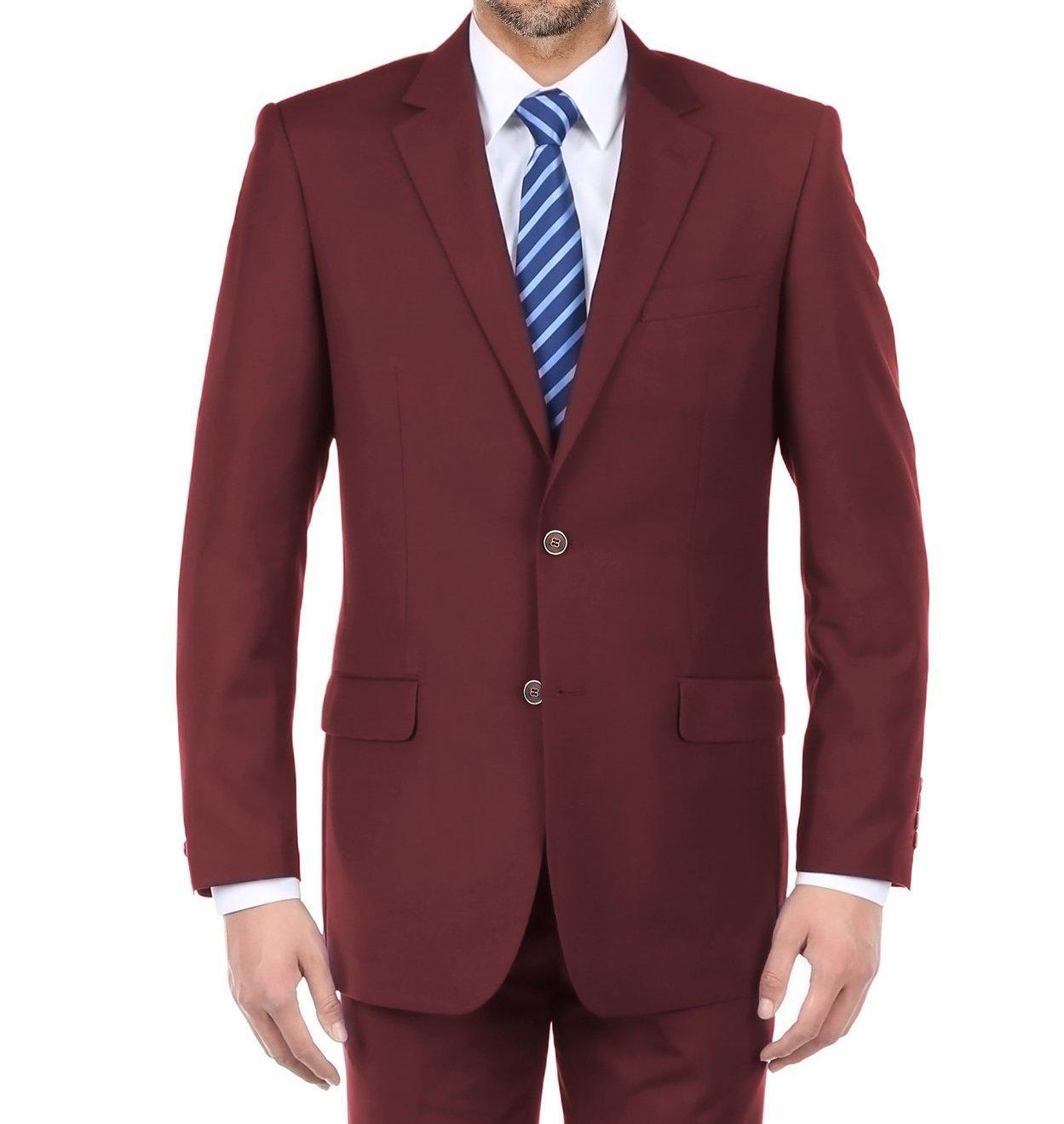 Vanderbilt Collection - Classic 2 Piece Suit 2 Buttons Regular Fit In Burgundy Product Image