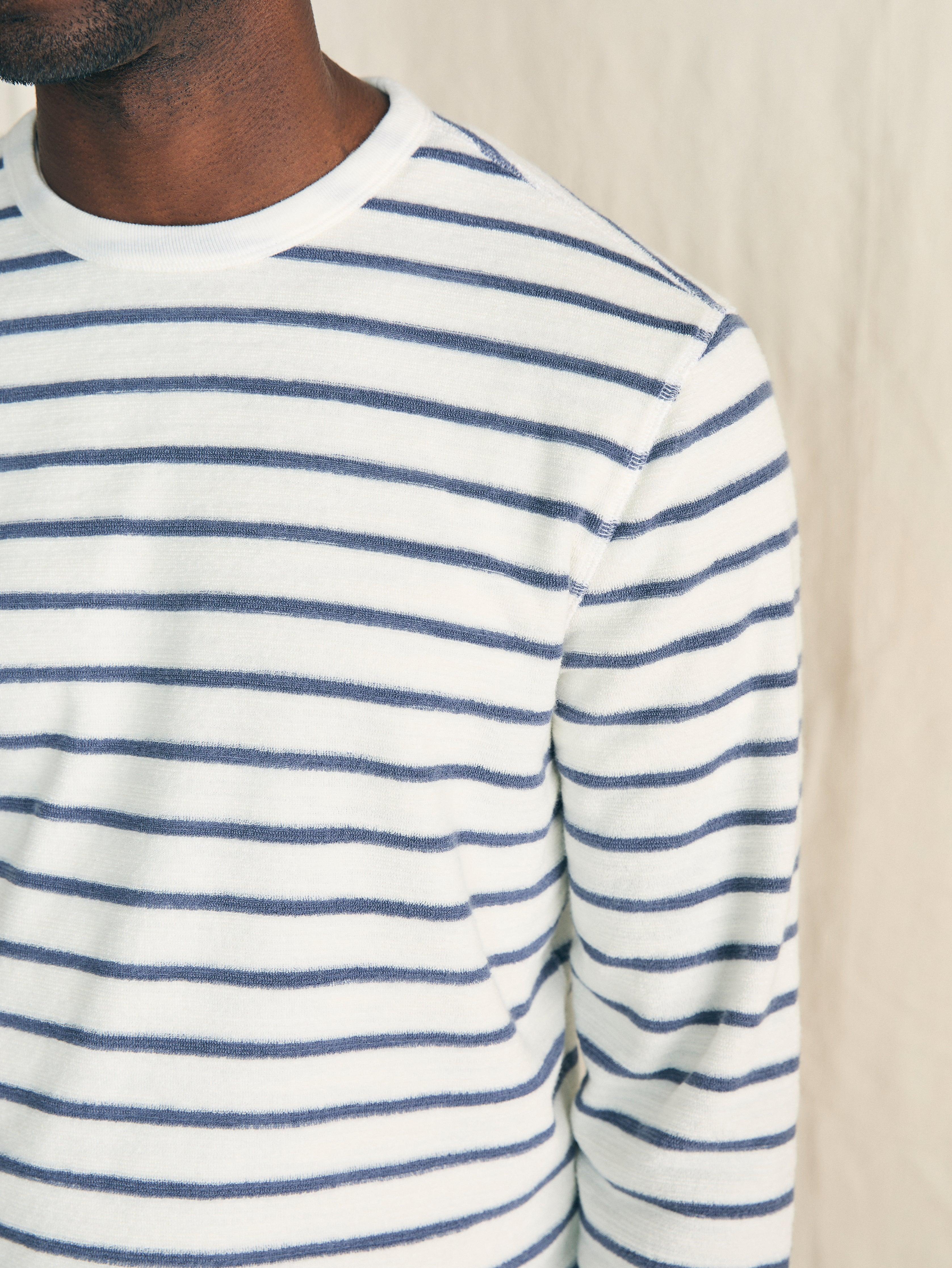 Cabana Towel Terry Crewneck - Stormy Sky Breton Stripe Male Product Image