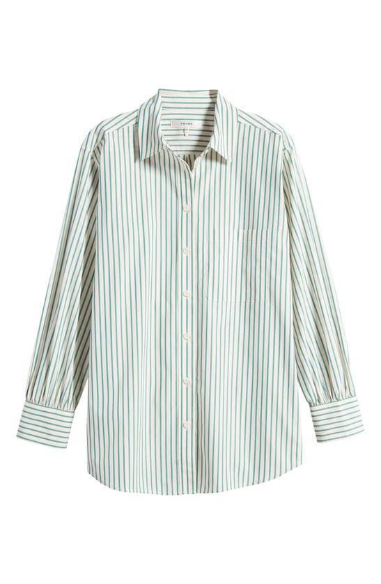 Womens Green Gem Multi Stripe-print Oversized Cotton Shirt Product Image