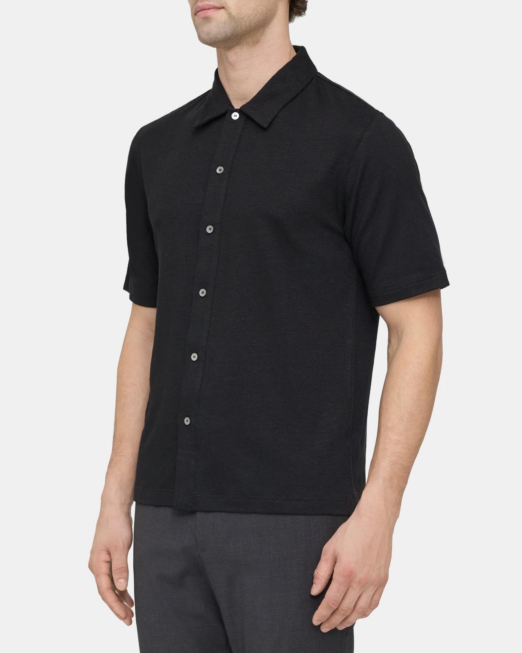 Short-Sleeve Polo in Linen Jersey Product Image