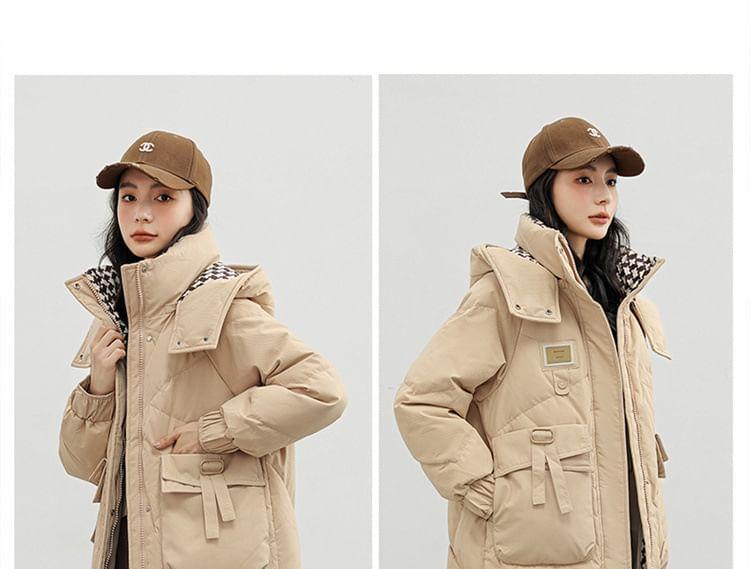 Hooded Zip-Up Long Puffer Coat Product Image