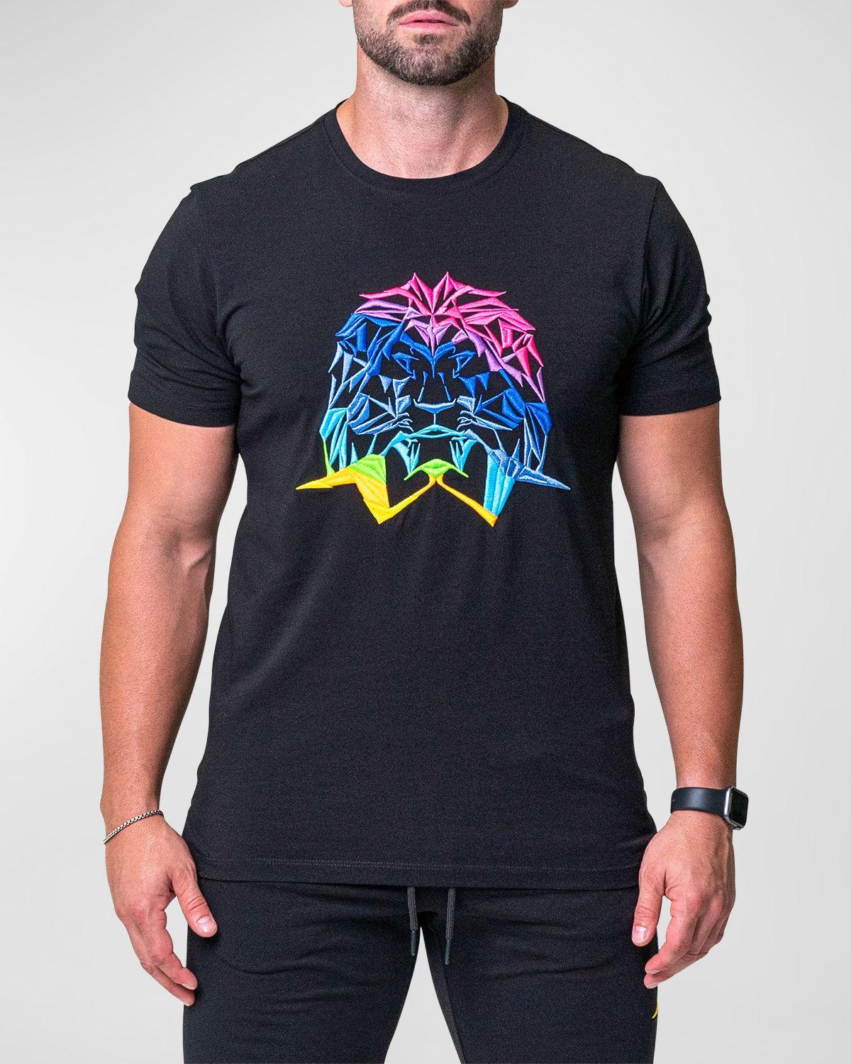 Maceoo Lion Face Embroidered T-Shirt Product Image