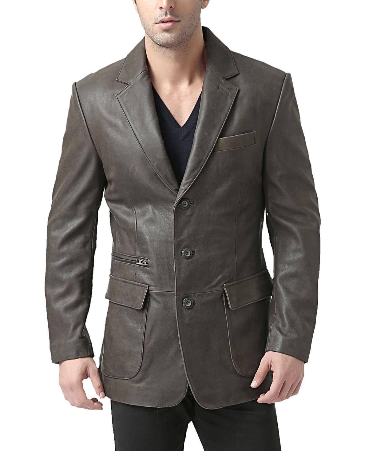 Bgsd Men Mark Three-Button Distressed Leather Blazer Product Image