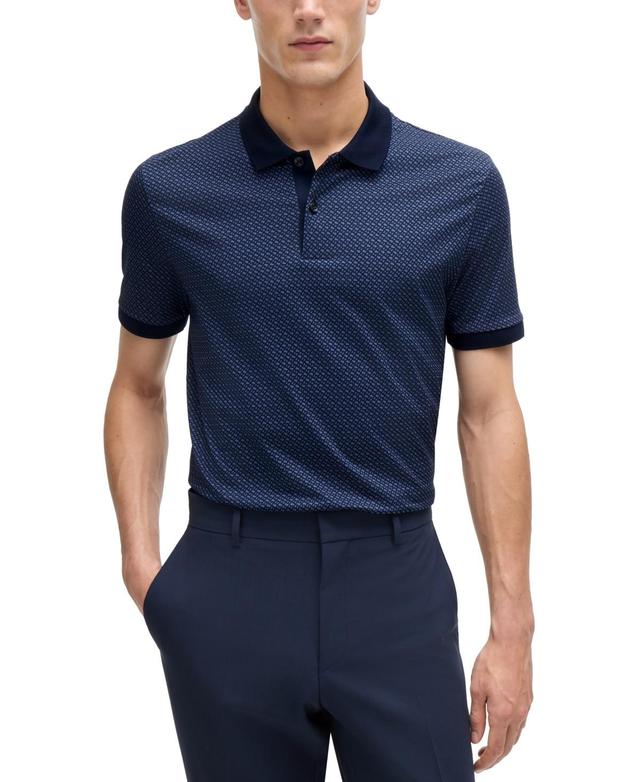 Boss by Hugo Boss Mens Two-Tone Monogram Print Polo Shirt Product Image