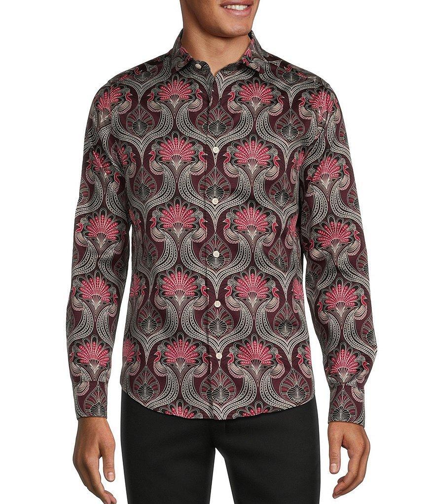 Murano Big & Tall Timeless Twenties Collection Slim Fit Deco Peacock Long Sleeve Woven Shirt Product Image