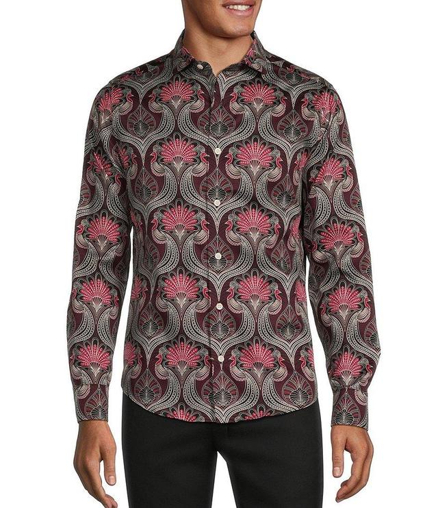 Murano Timeless Twenties Collection Slim Fit Deco Peacock Long Sleeve Woven Shirt Product Image