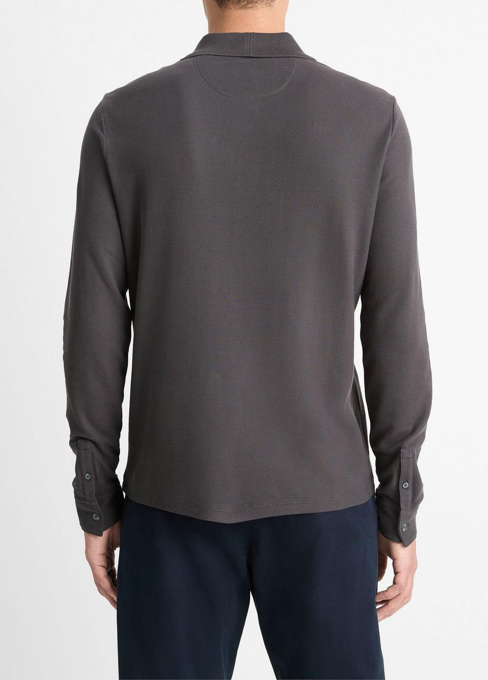 Pima Cotton Piqué Long-Sleeve Polo Shirt Product Image