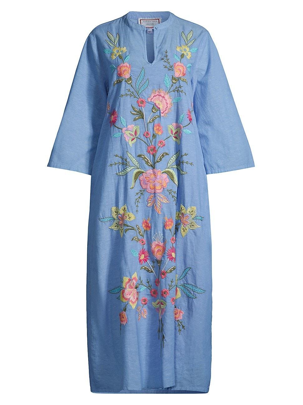 Womens Camellia Embroidered Tunic Dress Product Image