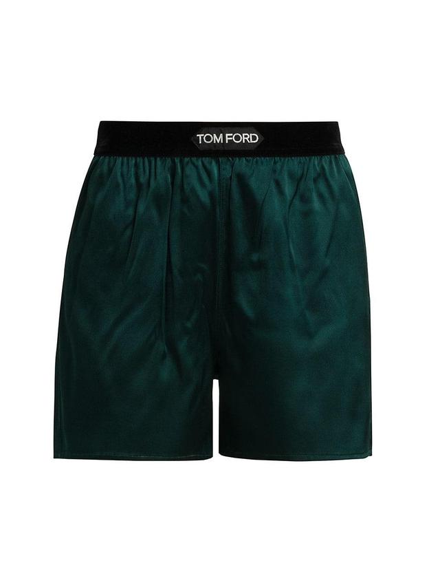 Womens Silk-Blend Logo Shorts Product Image