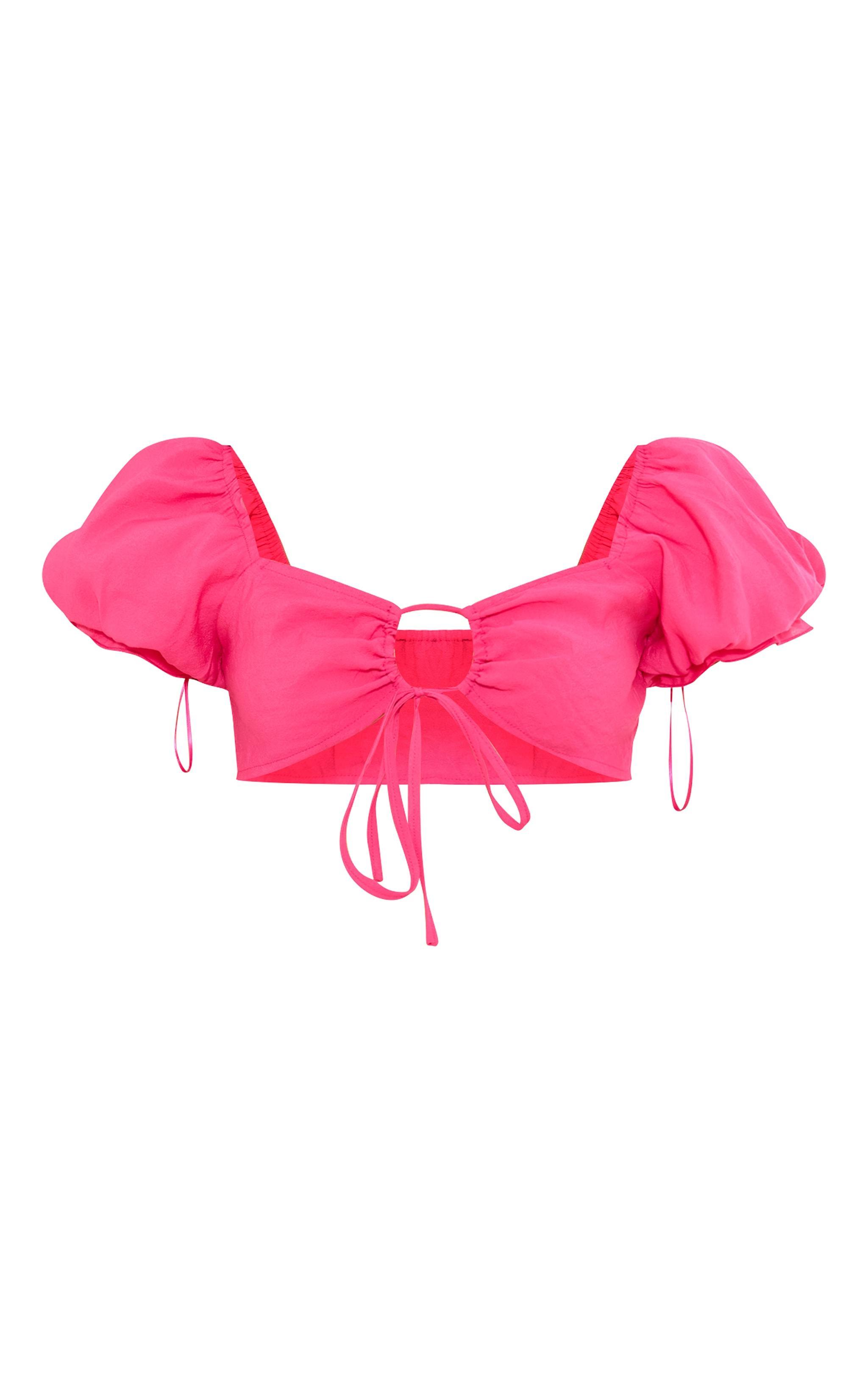 Pink Bandeau Tie Detail Crop Top Product Image