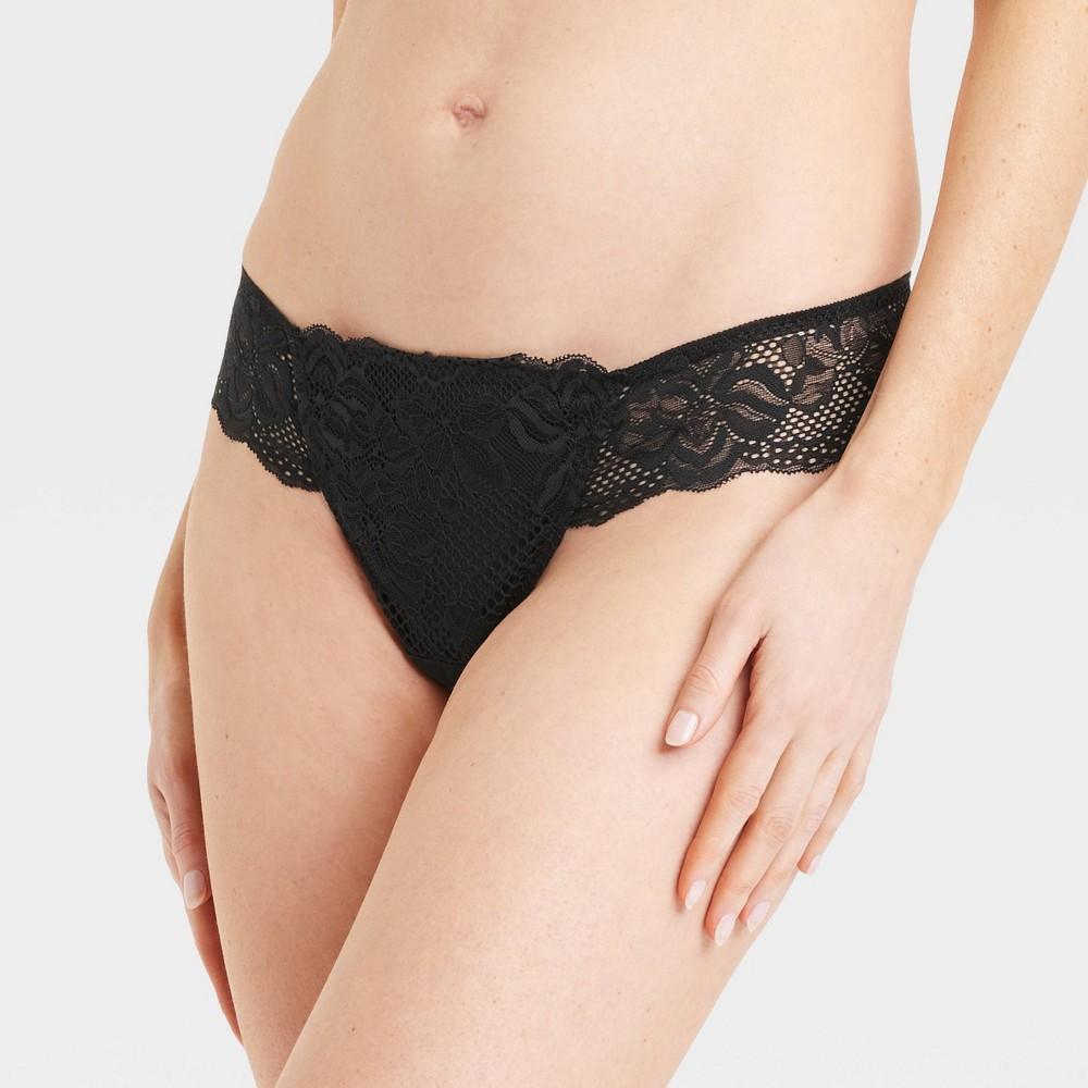 Womens Galloon Lace Thong - Auden Black XS Product Image