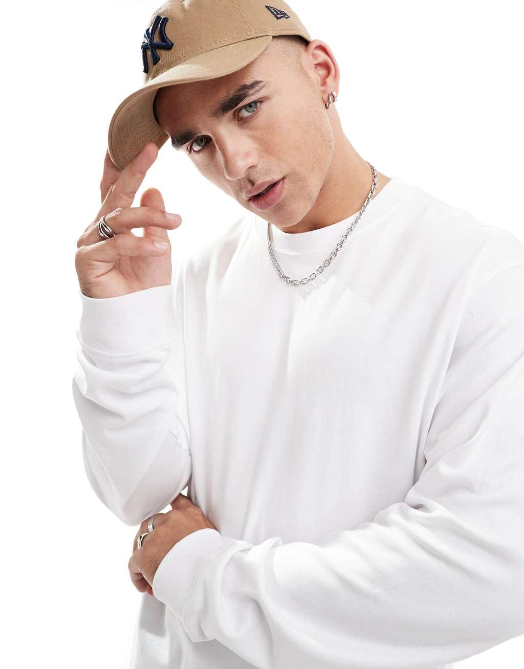 Jack & Jones oversized long sleeve t-shirt in white Product Image