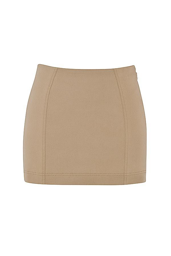 Nisha Beige Sculpting Mini Skirt Product Image