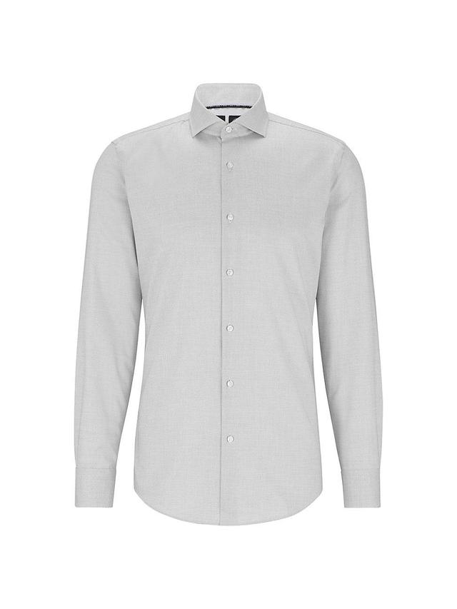 Mens Slim-fit shirt in cotton-blend panama Product Image