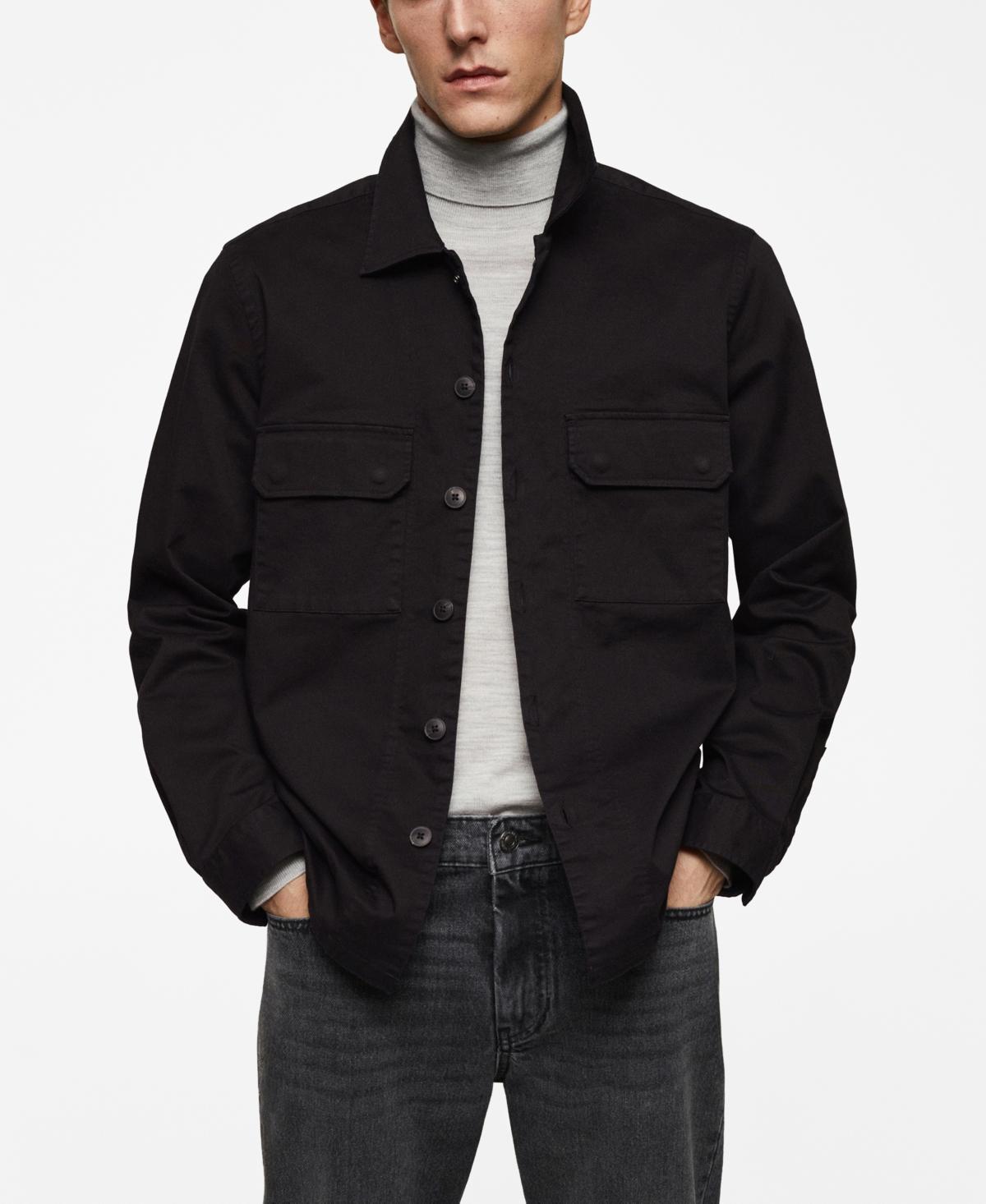 Mango Mens Stretch Cotton Pockets Detail Overshirt Product Image