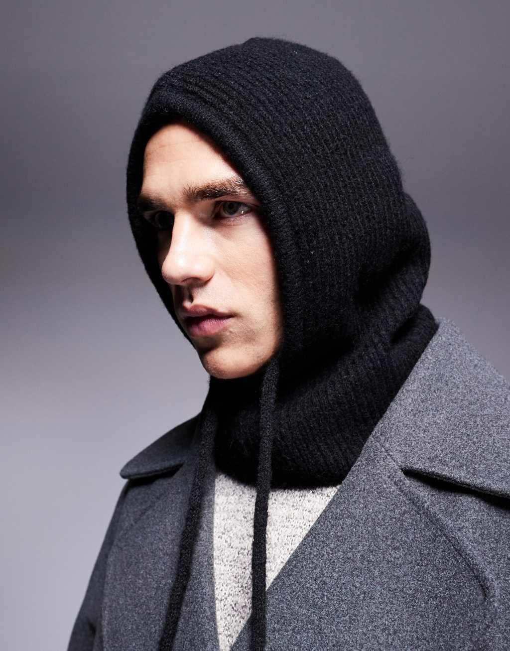 ASOS DESIGN knit hood in black Product Image