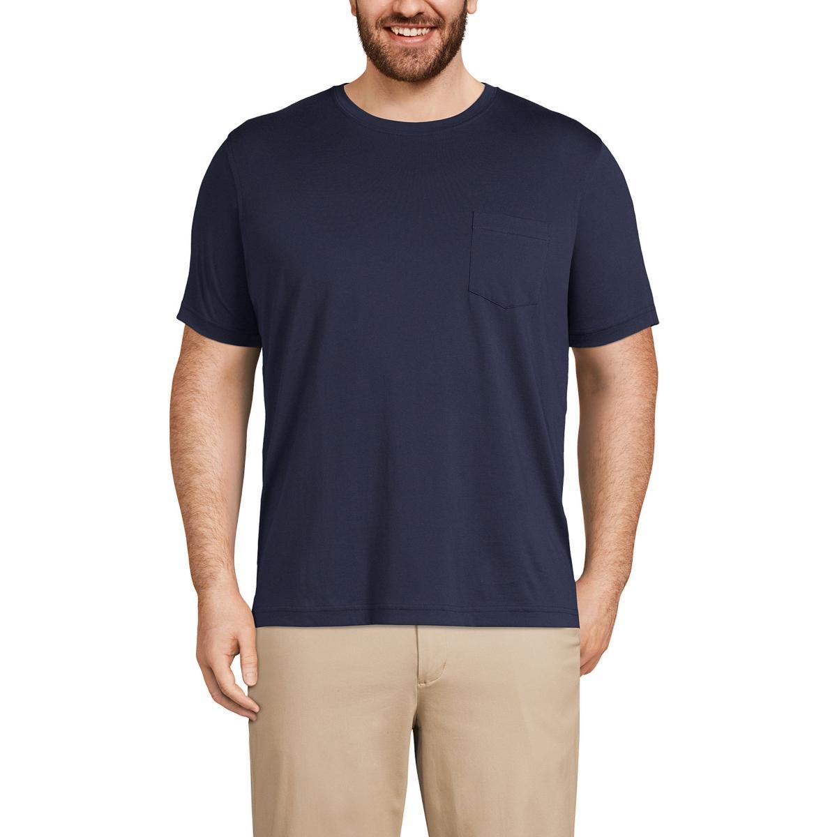 Big & Tall Lands End Supima Pocket Tee, Mens White Product Image