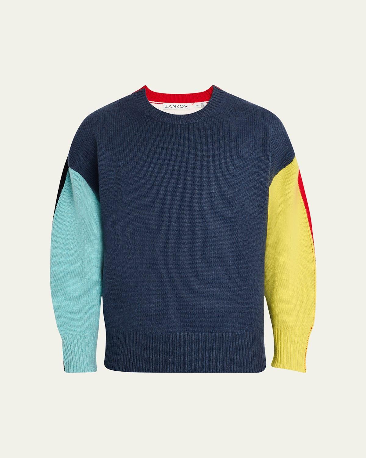 Mens Colorblock Wool Sweater Product Image